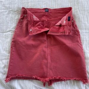 Red denim skirt